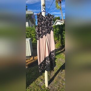 womans Venus pink and black laced dress